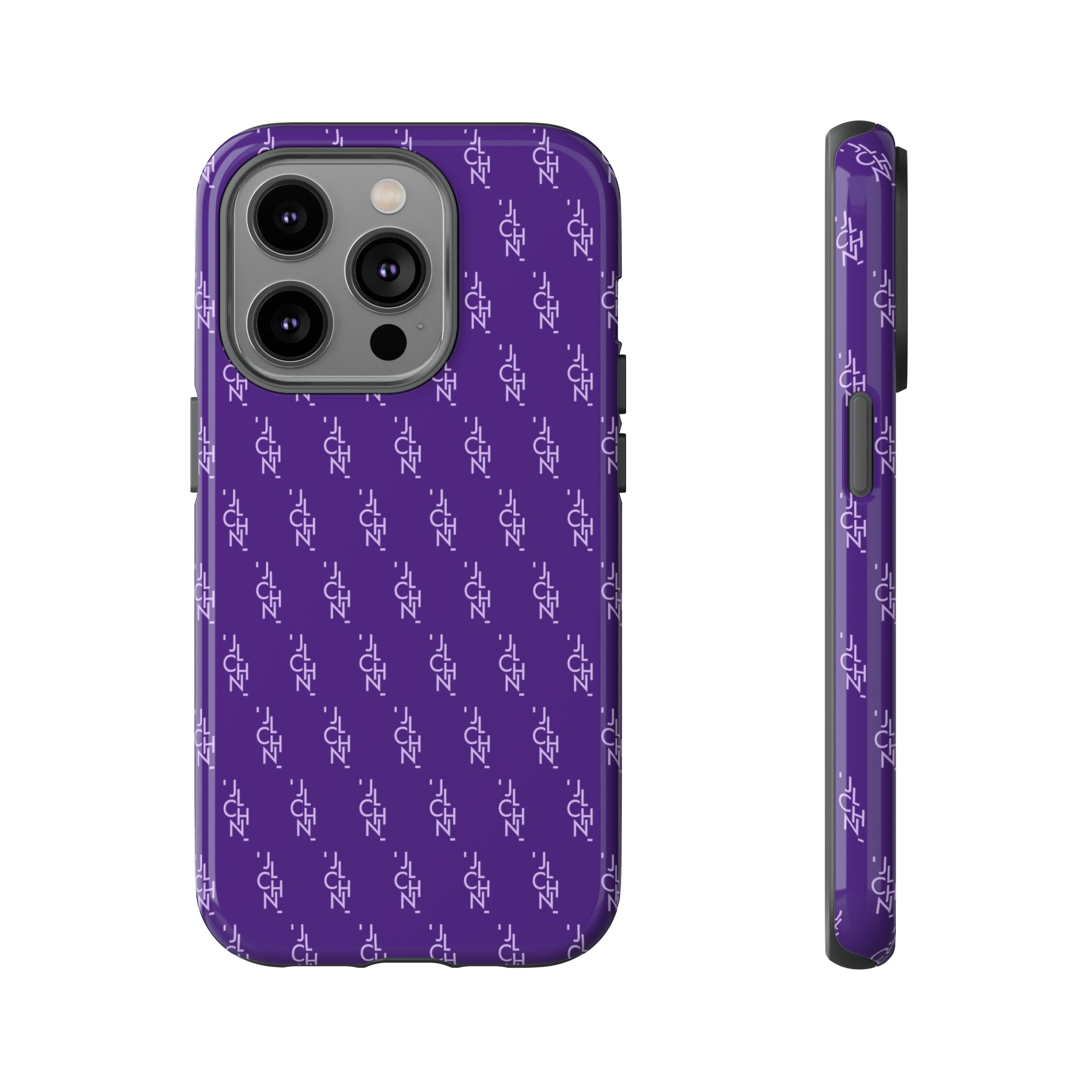 Style and Protect with Juli Chan's Purple JLCHN Logo Pattern Phone Cases
